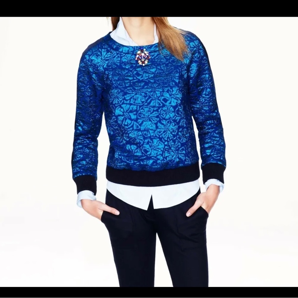 J.crew blue sparkle pullover sz 0